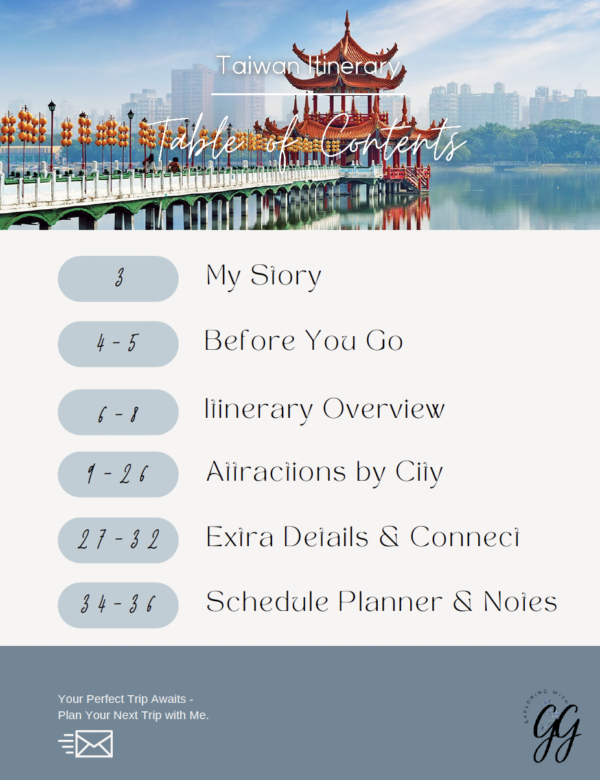 Taiwan Travel Itinerary